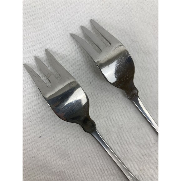 Oxford Hall Stainless OLD FIDDLE Flatware 2 Cocktail Seafood Forks 5 5/8" Japan - Picture 7 of 9